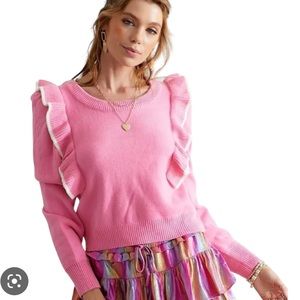 Day + Moon Pink Ruffle Sweater